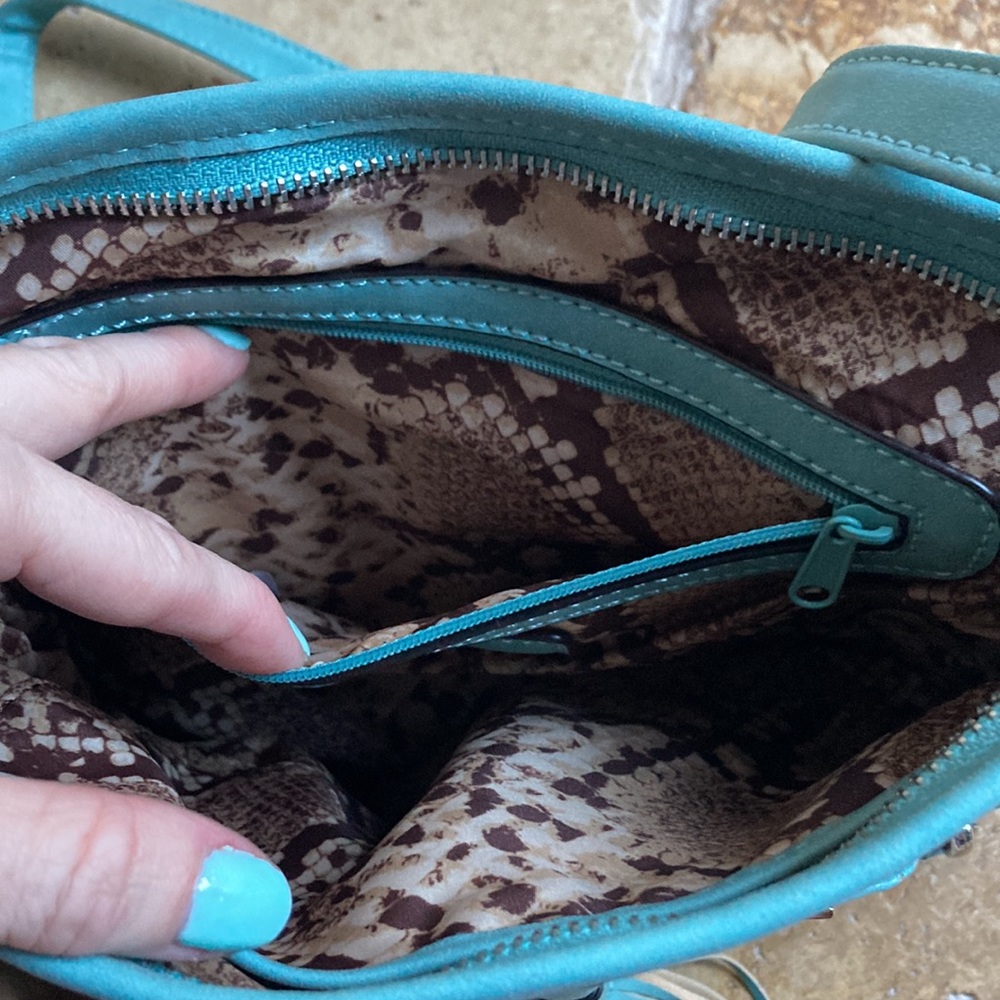 Nicole Miller New York teal purse handbag new fringe - Picture 9 of 16